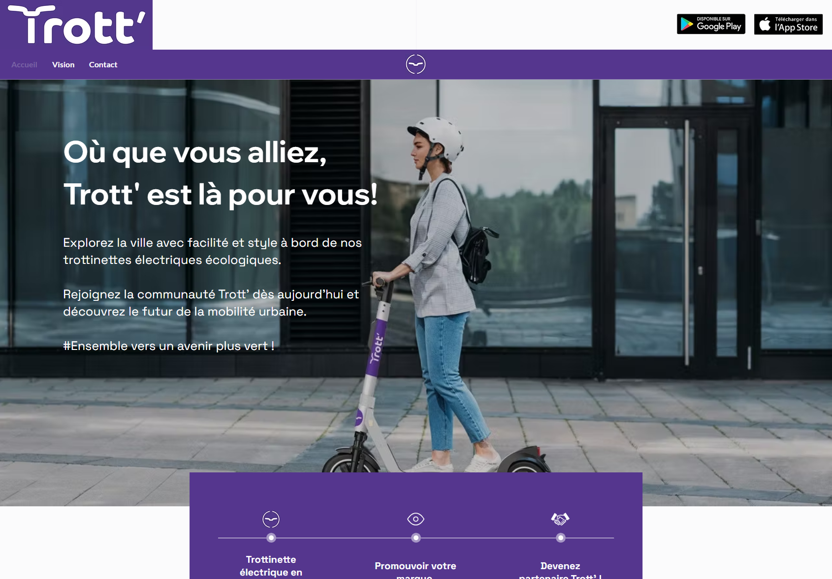 Site Trott’ Mobility sur ordinateur et mobile
