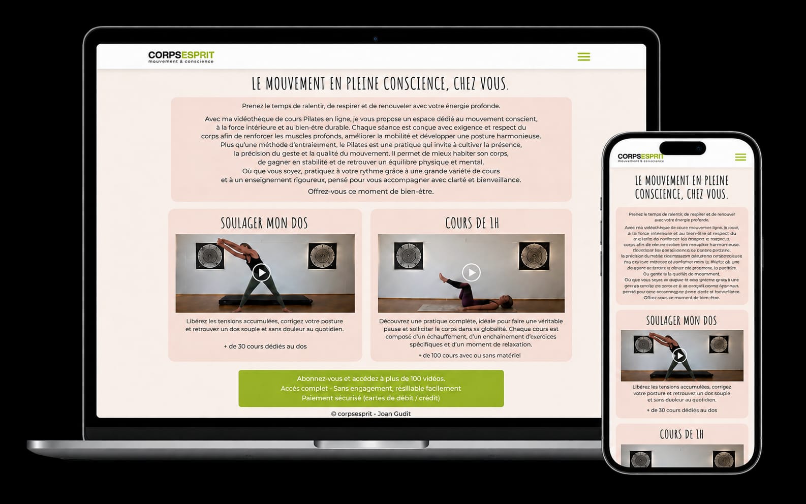 Site CorpsEsprit sur ordinateur et mobile
